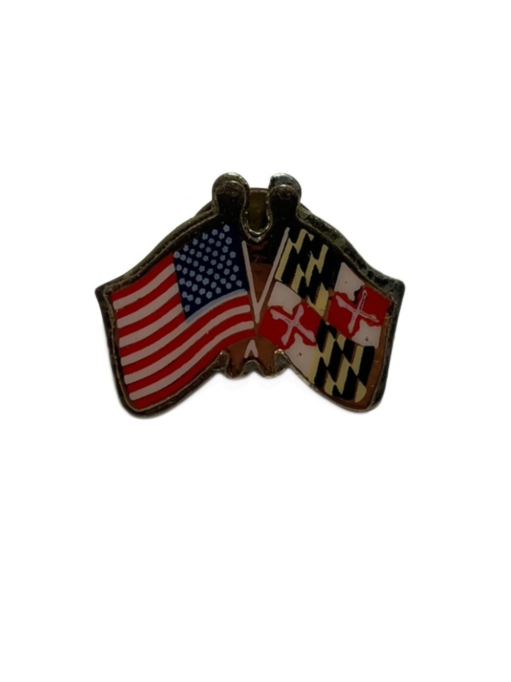 Vintage USA flag and Maryland flag pin.